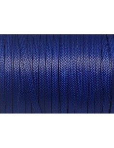 lacet plat en coton ciré bleu électrique brillant