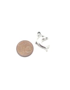 Breloques dauphin en métal argenté 22mm x 14mm 2
