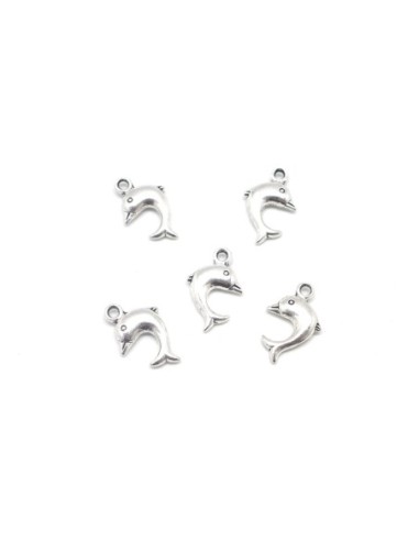 Charm dauphin en métal argenté 22mm x 14mm