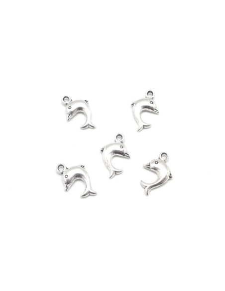 Charm dauphin en métal argenté 22mm x 14mm