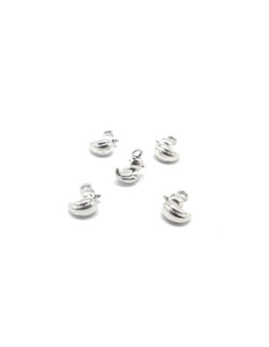 Breloques canard "duck" en métal argenté 15mm x 12mm