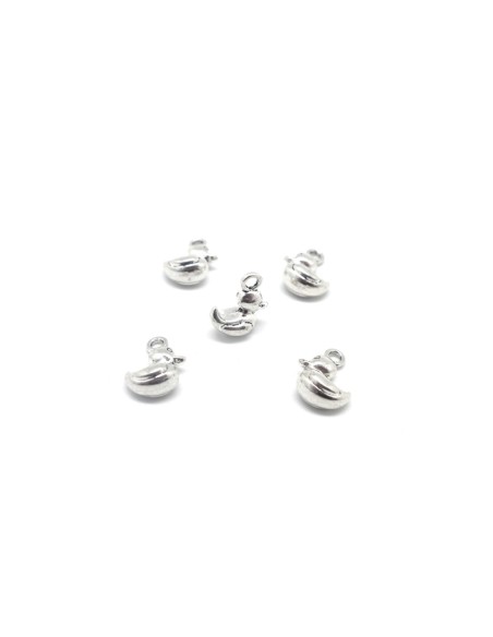 Breloques canard "duck" en métal argenté 15mm x 12mm