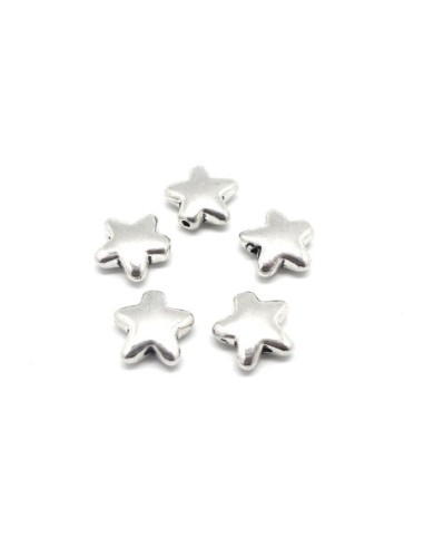 Perles étoile en métal argenté 12mm