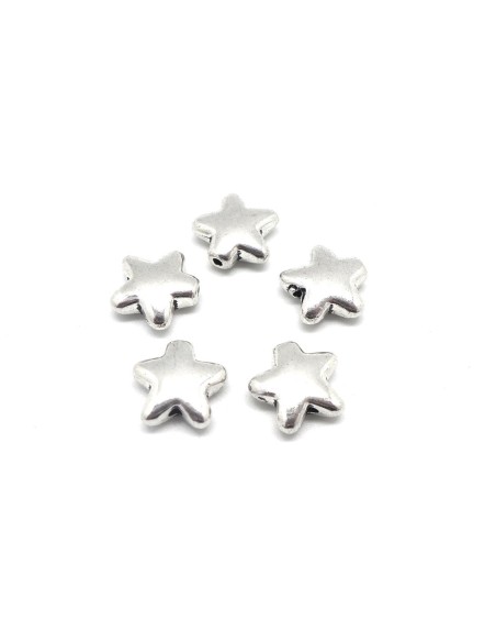 Perles étoile en métal argenté 12mm