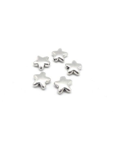 Perles étoile en métal argenté 12mm