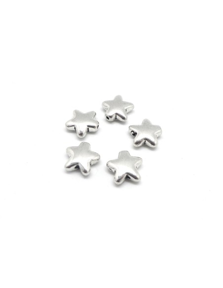 Perles étoile en métal argenté 12mm