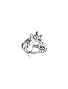 pendentif tête de cheval en métal argenté 35mm x 39mm