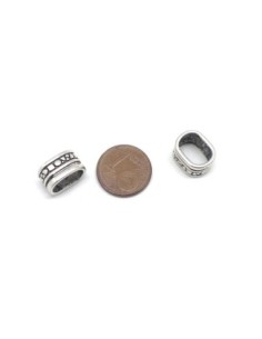 perles passant rectangle en métal argenté travaillé 12mm x 7mm 2