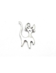 Breloques chat en métal argenté 22mm