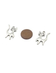 Breloques chat en métal argenté 22mm 2
