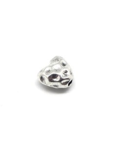 Perles coeur en métal argenté martelé 9,5mm x 10,5mm 2