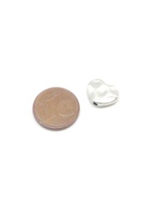 Perles coeur en métal argenté martelé 9,2mm x 12mm 2