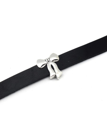 Perles passant noeud pour lanière de 10mm en métal argenté