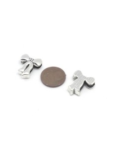Perles passant noeud pour lanière de 10mm en métal argenté 2