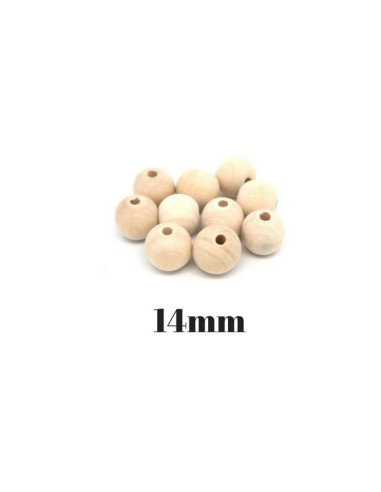 perles en bois ronde 14mm de couleur bois naturel sable