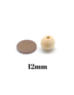 perle en bois naturel 12mm ronde couleur sable 2