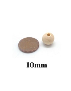 perle en bois naturel 10mm ronde couleur sable 2