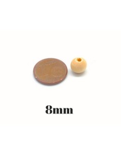 perle en bois naturel 8mm ronde couleur sable 2