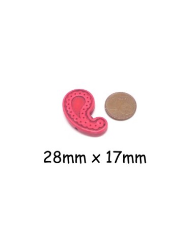 perles motif cashemire Paisley pierre naturelle imitation turquoise "Howlite" 28mm x17mm violet, rose et vert