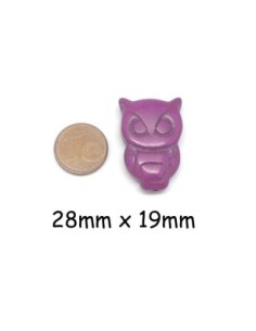 perles Hibou en pierre naturelle imitation turquoise "Howlite" violet 28mm x 19mm 2