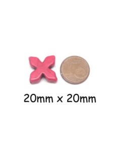 perles Croix en pierre naturelle imitation turquoise "Howlite" 20mm jaune, fuchsia, bleu gris foncé 2