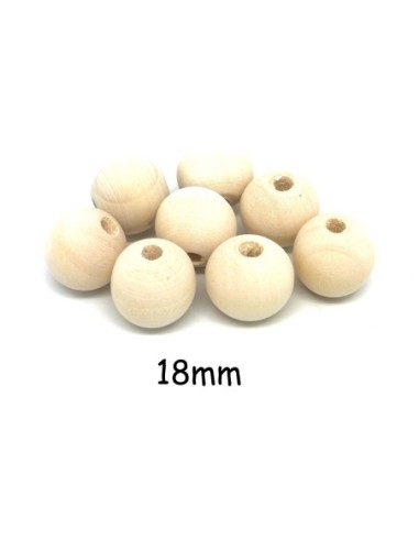 perles en bois ronde 18mm de couleur bois naturel sable