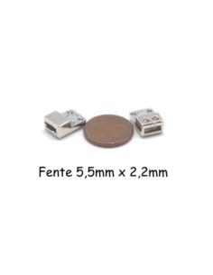 Fermoir aimanté rectangle pour lanière de 5mm en métal argenté 2