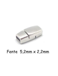 Fermoir aimanté pour lanière de 5mm en métal argenté