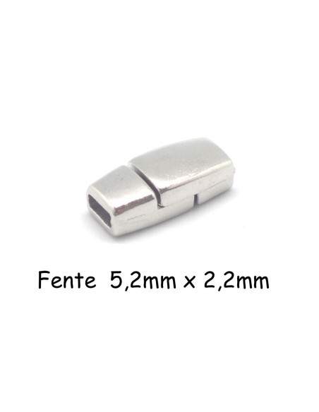 Fermoir aimanté pour lanière de 5mm en métal argenté