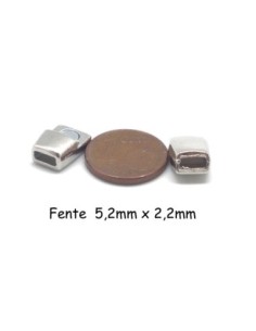Fermoir aimanté pour lanière de 5mm en métal argenté 2