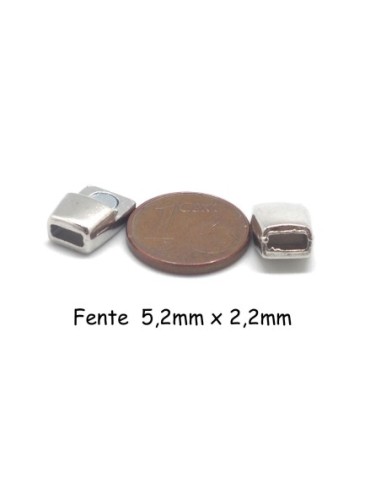 Fermoir aimanté pour lanière de 5mm en métal argenté