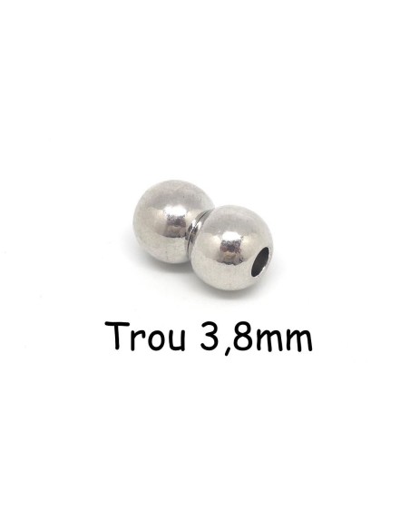 Fermoir aimanté pour cordon de 3,5mm en métal argenté