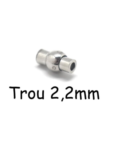 Fermoir aimanté en métal argenté pour cordon de 2mm