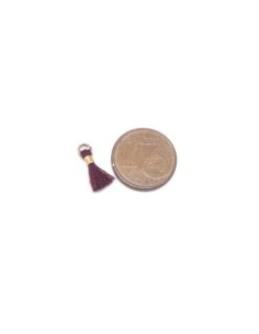 mini pompon 1,3cm prune aubergine et métal doré 2