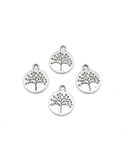 Breloques arbre de vie sequin en métal argenté 18mm x 15mm