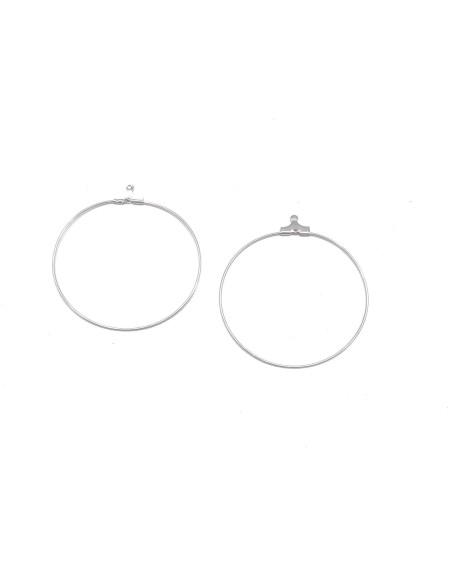 Supports boucles d'oreilles créoles en métal argenté 45mm