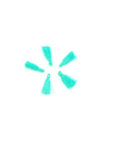 Mini Pompons bleu vert menthe à l'eau pastel 1,5cm en polyester et coton
