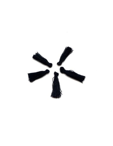 Mini Pompons noir 1,5cm en polyester et coton