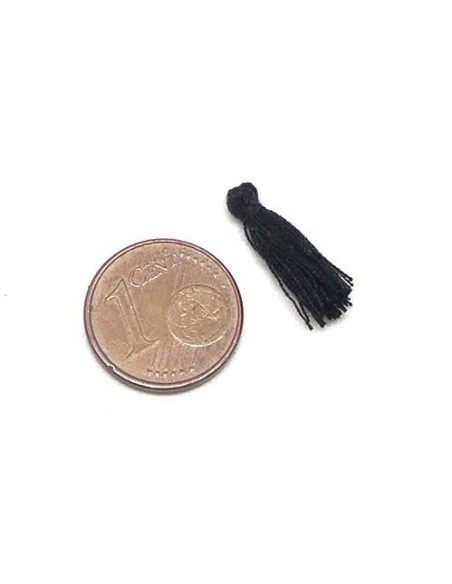 Mini Pompons noir 1,5cm en polyester et coton