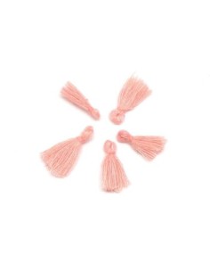 Mini Pompons rose orangé pastel 1,5cm en polyester et coton