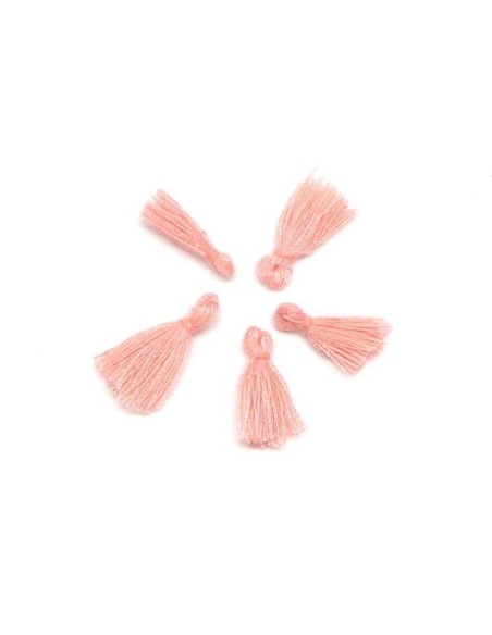Mini Pompons rose orangé pastel 1,5cm en polyester et coton