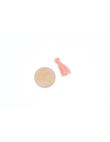 Petit pompons rose orangé pastel 1,5cm en polyester et coton