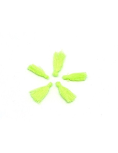  Mini Pompons jaune fluo 1,5cm en polyester et coton
