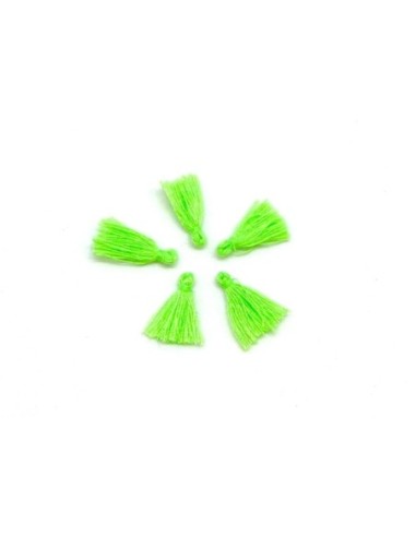 Mini Pompons vert fluo 1,5cm en polyester et coton
