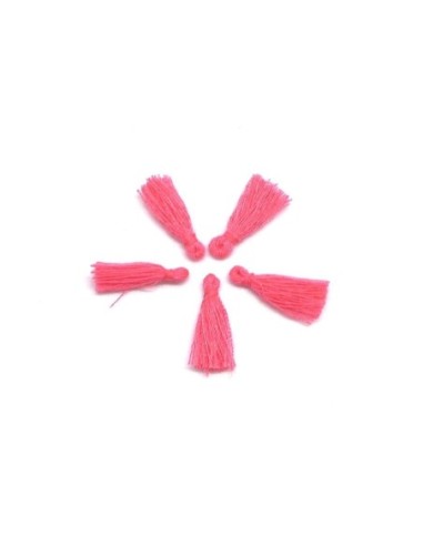 Mini Pompons rose fluo 1,5cm en polyester et coton