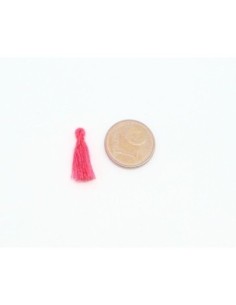 Mini Pompons rose fluo 1,5cm en polyester et coton 2