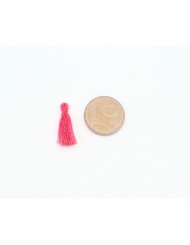 Mini Pompons rose fluo 1,5cm en polyester et coton