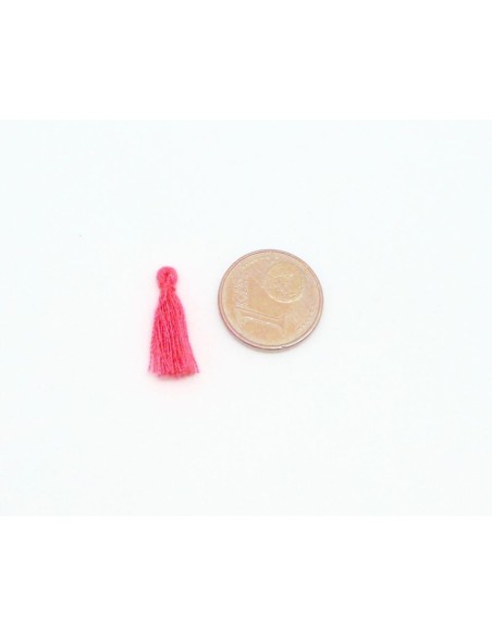 Mini Pompons rose fluo 1,5cm en polyester et coton