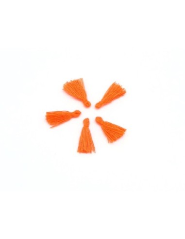 Mini Pompons orange fluo 1,5cm en polyester et coton