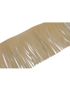 galon frange marron clair camel en simili cuir pour customisation, pompon hauteur frange 10cm